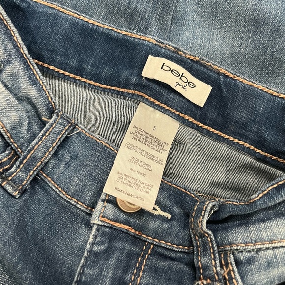 Bebe Girl Distress Straight Leg Jeans, Size 5 - Picture 3 of 4